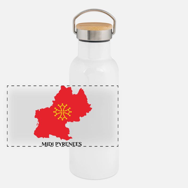 Map of the Midi-Pyrénées Panoramic Thermal Bottle with Bamboo Lid