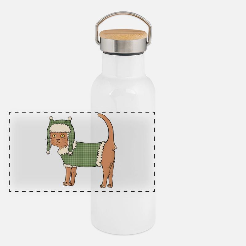 Chat-pka Gourde isotherme avec bouchon en bambou