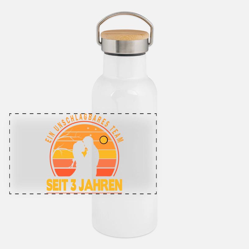 3 ans de relation anniversaire de mariage Gourde isotherme avec bouchon en bambou