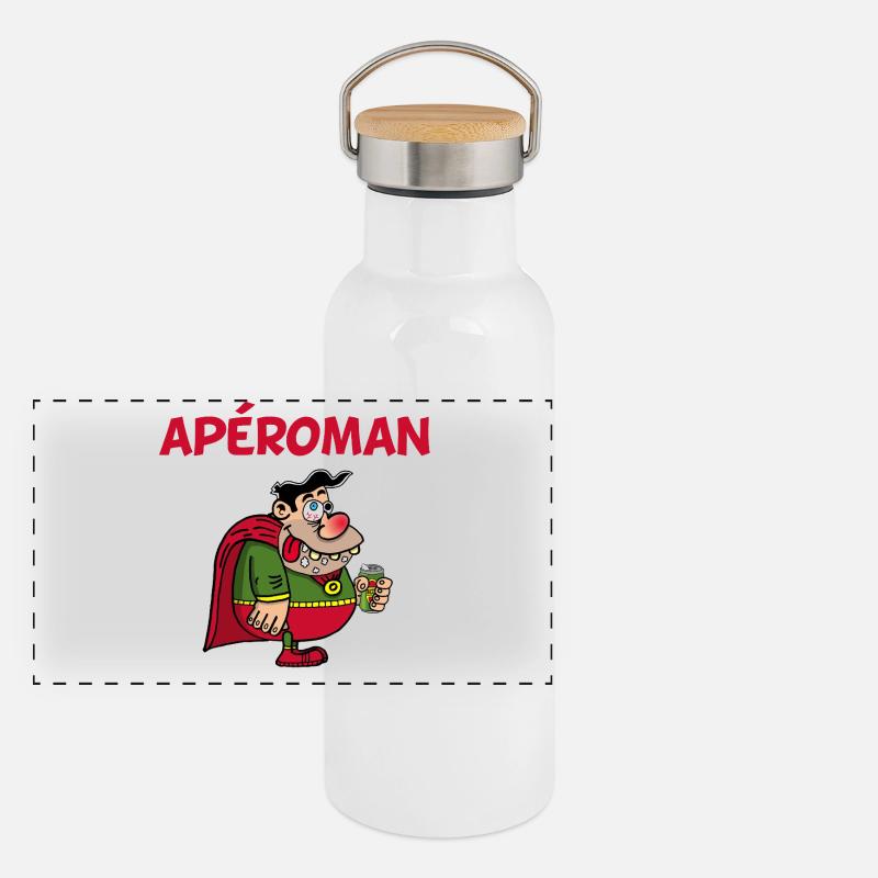 Aperitif Superheld Panorama Thermosflasche mit Bambusdeckel