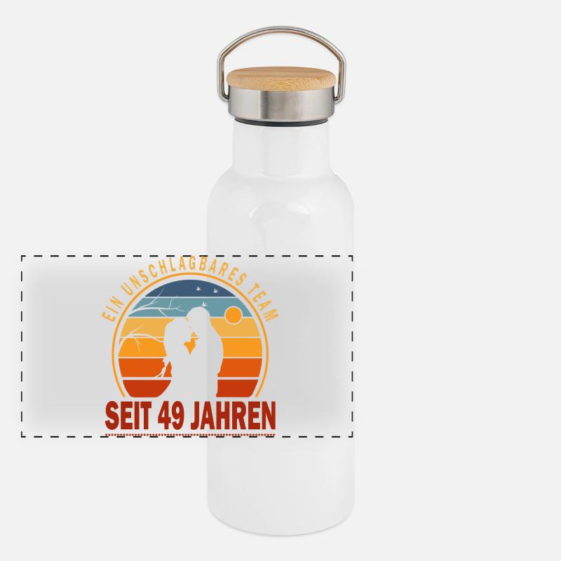 49 Years Relationship Anniversary Wedding Anniversary Cedarne Panoramic Thermal Bottle with Bamboo Lid