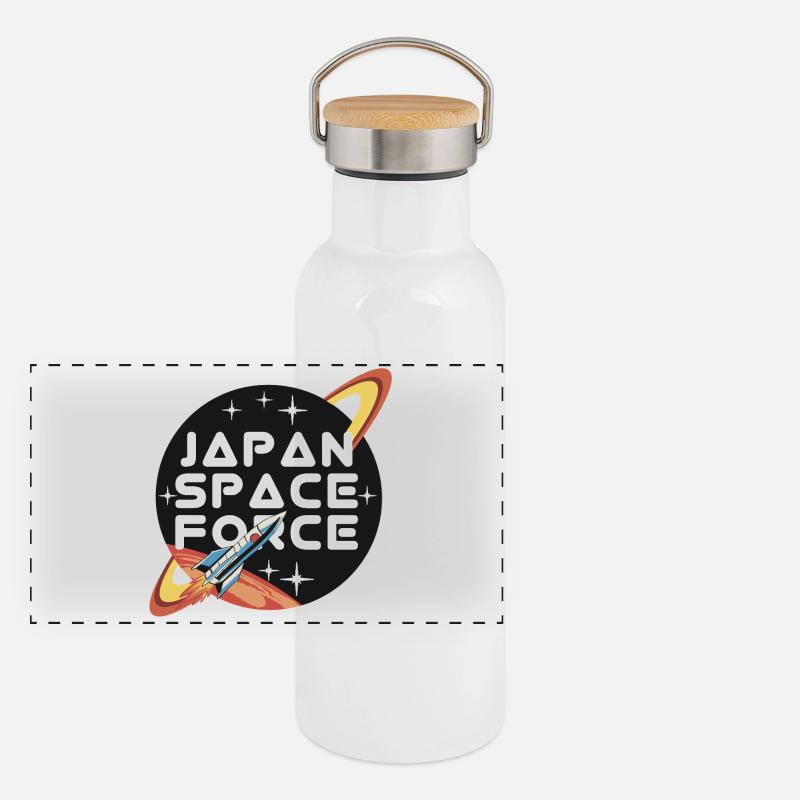 Logo rétro de la Japan Space Force Gourde isotherme avec bouchon en bambou