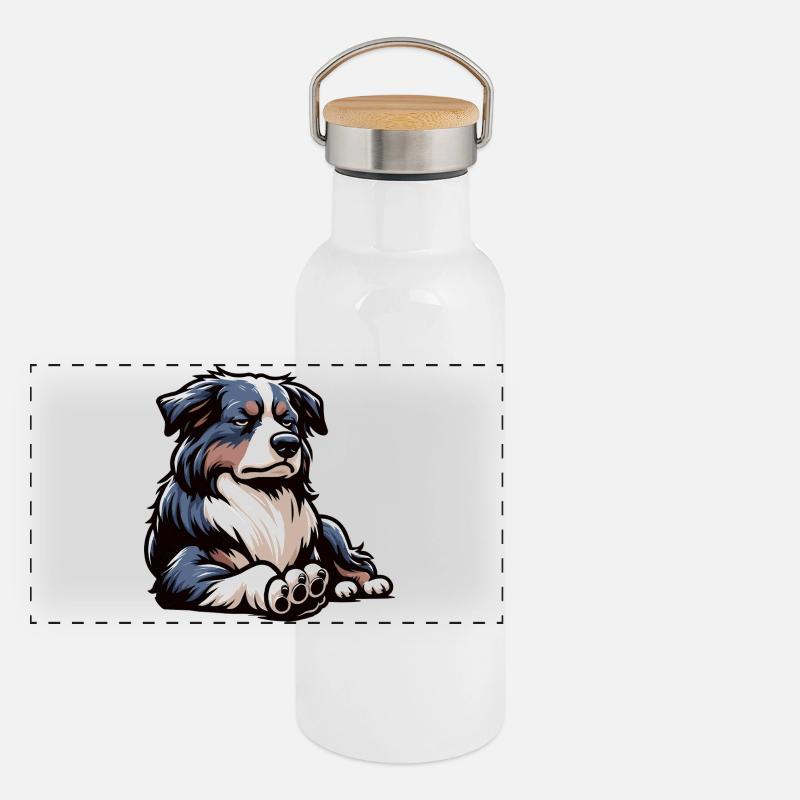 Australian Shepherd Aussie Aussiebesitzer Aussies Panorama Thermosflasche mit Bambusdeckel