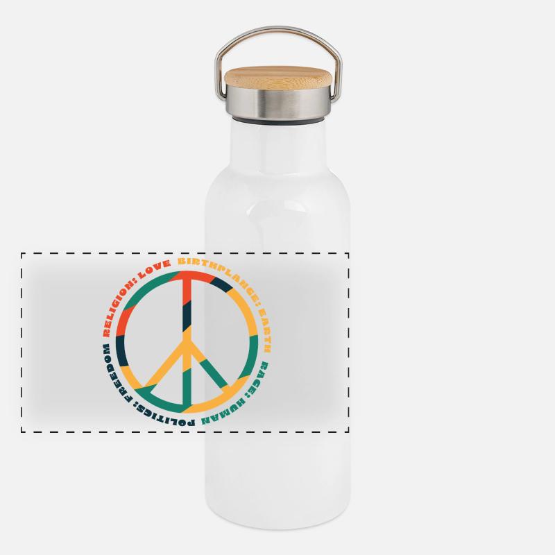 Menschenrechte Panorama Thermosflasche mit Bambusdeckel