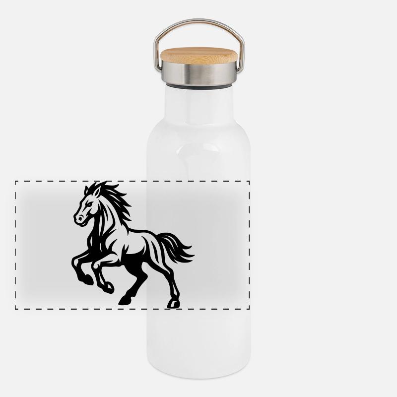 Pferd  Panorama Thermosflasche mit Bambusdeckel