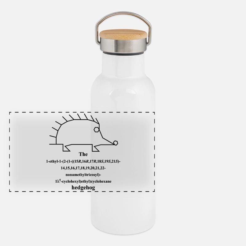 Igel Molekül - IUPAC nomenklatur Witz -b Panorama Thermosflasche mit Bambusdeckel