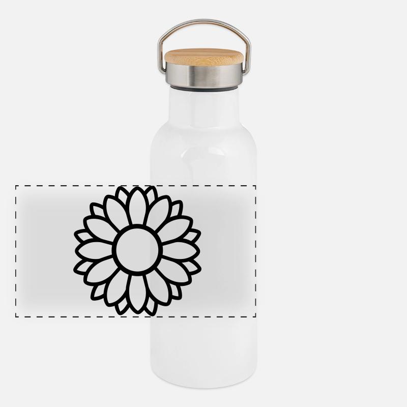 Sonnenblume Panorama Thermosflasche mit Bambusdeckel