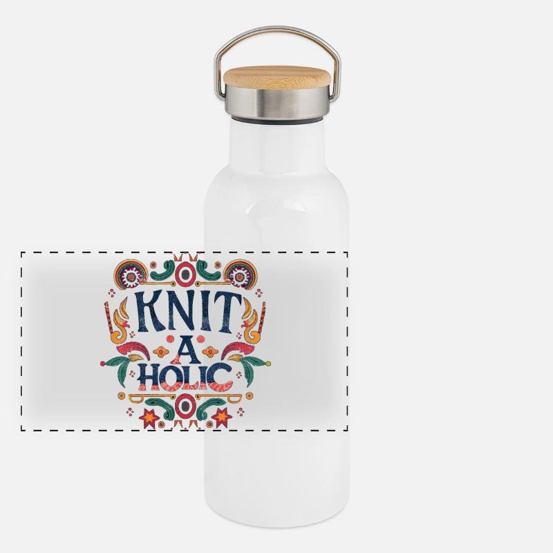 Accro à la maille Gourde isotherme avec bouchon en bambou