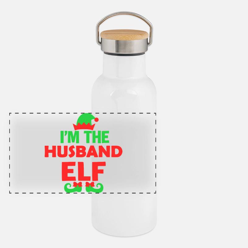 Husband Elf Xmas Tee Panoramic Thermal Bottle with Bamboo Lid