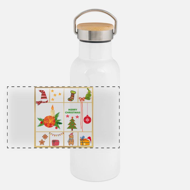 Collage de Noël Gourde isotherme avec bouchon en bambou