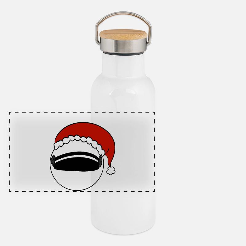 Weihnachtsmann   Helm  Panorama Thermosflasche mit Bambusdeckel