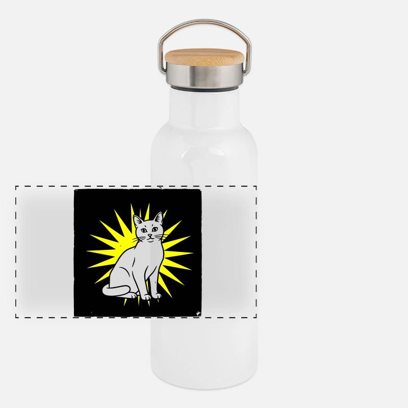 Cool cat in pop art & punk rock style Panoramic Thermal Bottle with Bamboo Lid