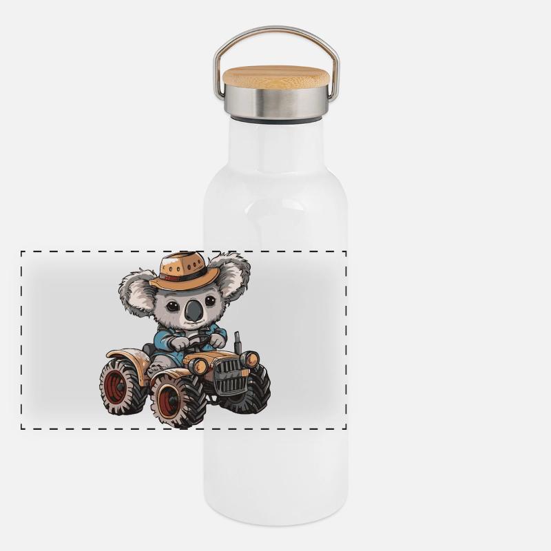 Éleveur de tracteurs koala Gourde isotherme avec bouchon en bambou