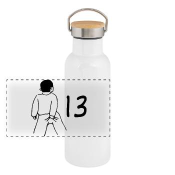13. Geburtstag - 13 Jahre Alt - Panorama Thermosflasche mit Bambusdeckel - Weiß - Vorne