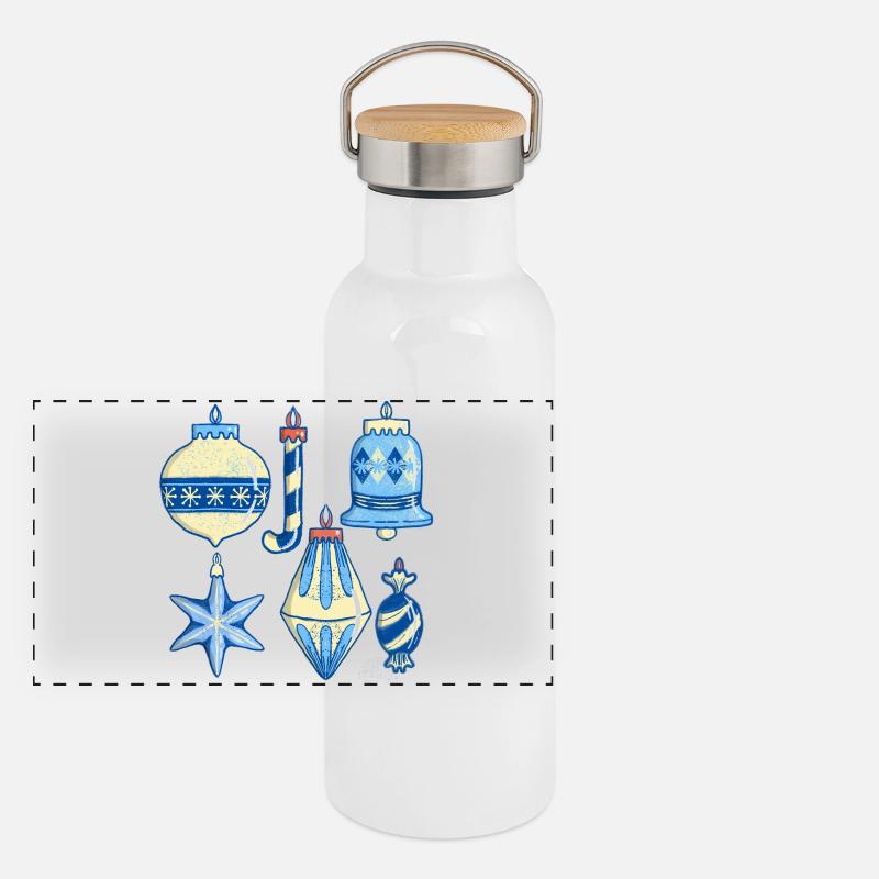 Frostige Ornamente Panorama Thermosflasche mit Bambusdeckel