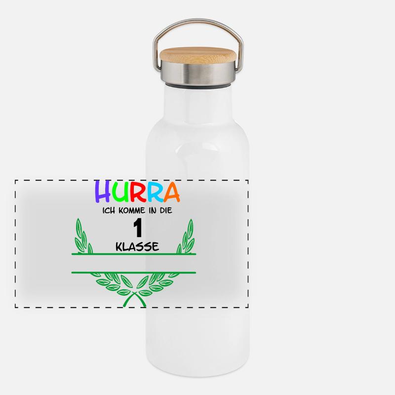 Hurra Ich Komme In Die 1 Class - Namespace Panorama Thermosflasche mit Bambusdeckel