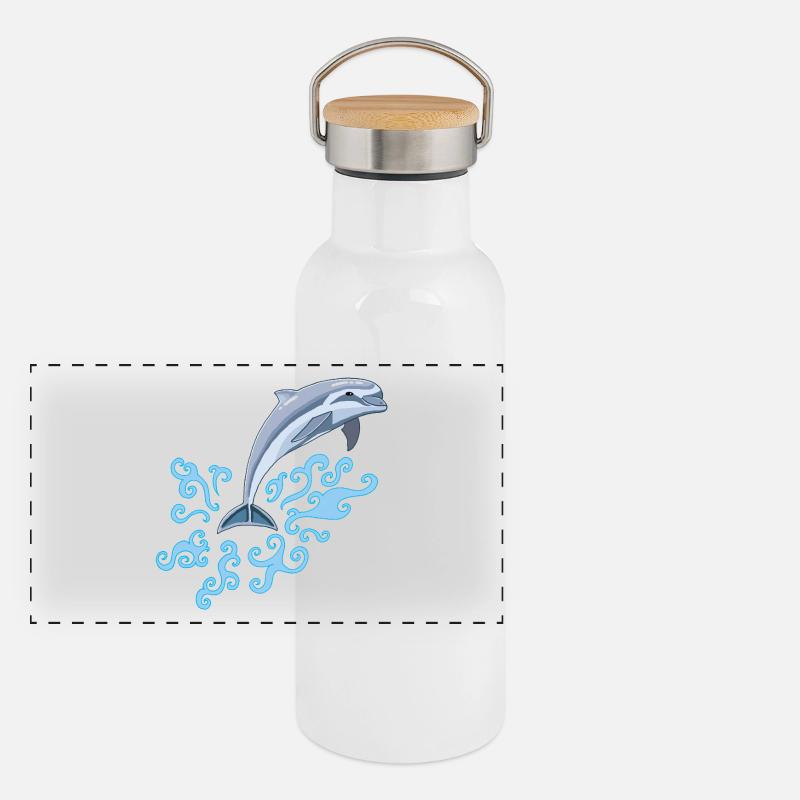 Le saut du dauphin Gourde isotherme avec bouchon en bambou