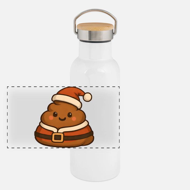 Caca Noël Santa Charmant Gourde isotherme avec bouchon en bambou