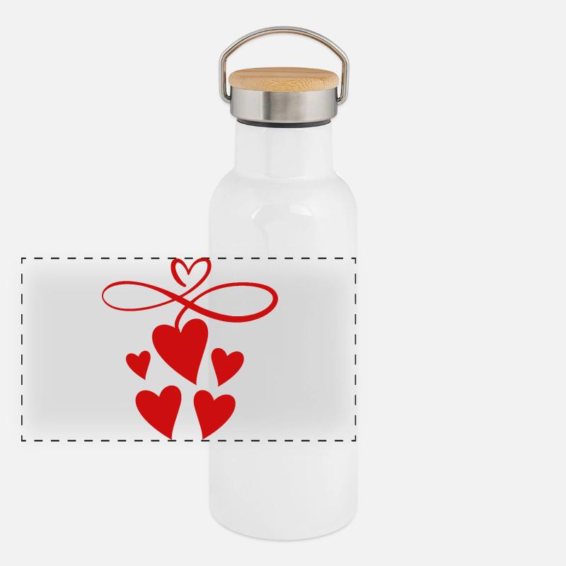 Unendlichkeitszeichen mit Herz Panorama Thermosflasche mit Bambusdeckel