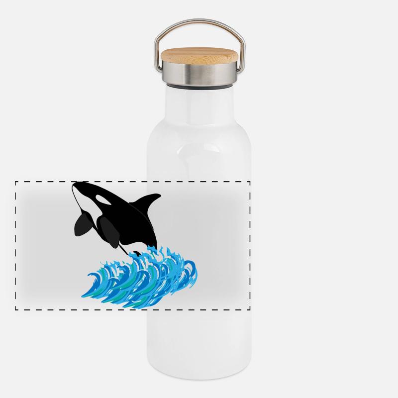 Orca Print Panoramic Thermal Bottle with Bamboo Lid