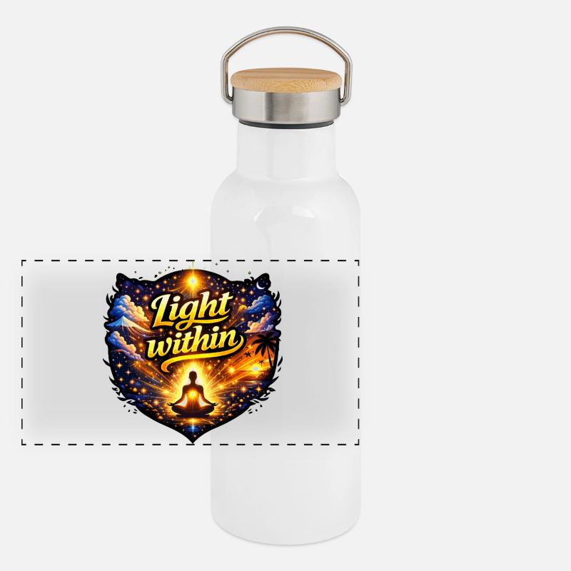 Lumière intérieure Gourde isotherme avec bouchon en bambou