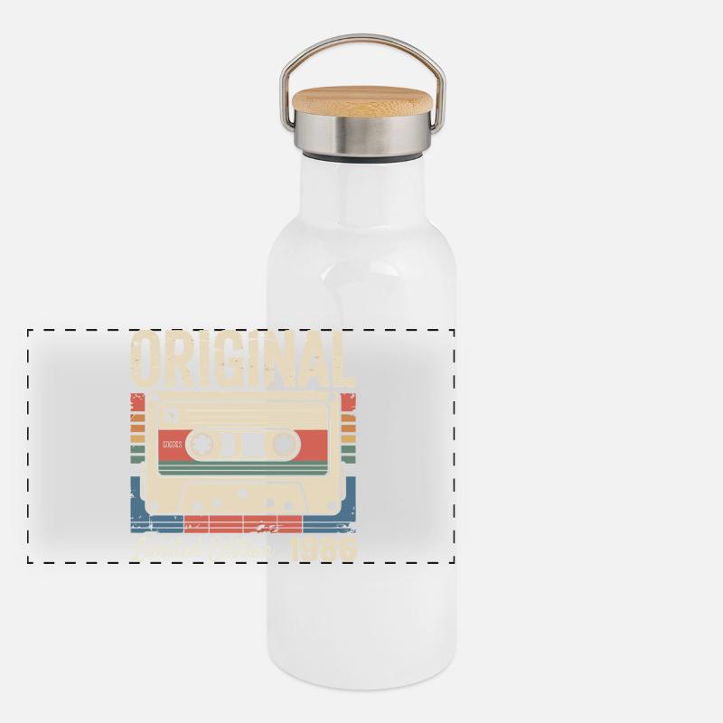 40th Anniversary - Vintage Gift 1986 Panoramic Thermal Bottle with Bamboo Lid