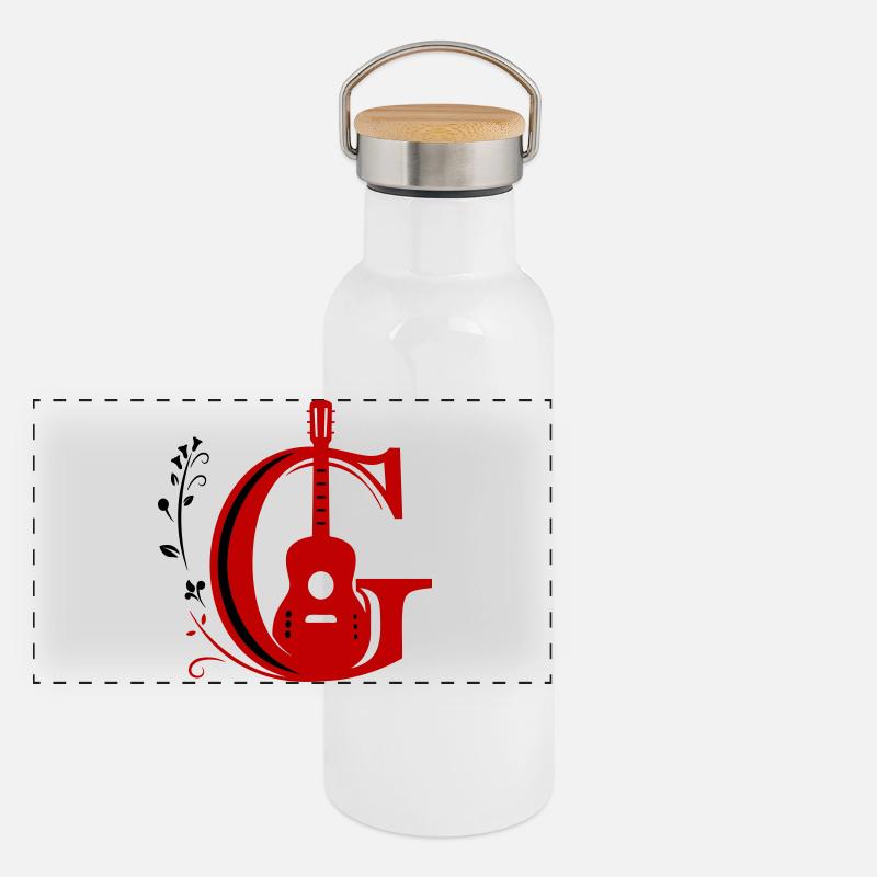 Do initial avec guitare Gourde isotherme avec bouchon en bambou