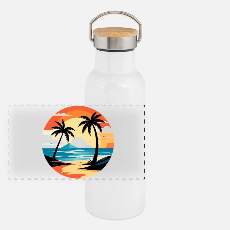 Soirée tropicale sur le cercle de plage Gourde isotherme avec bouchon en bambou