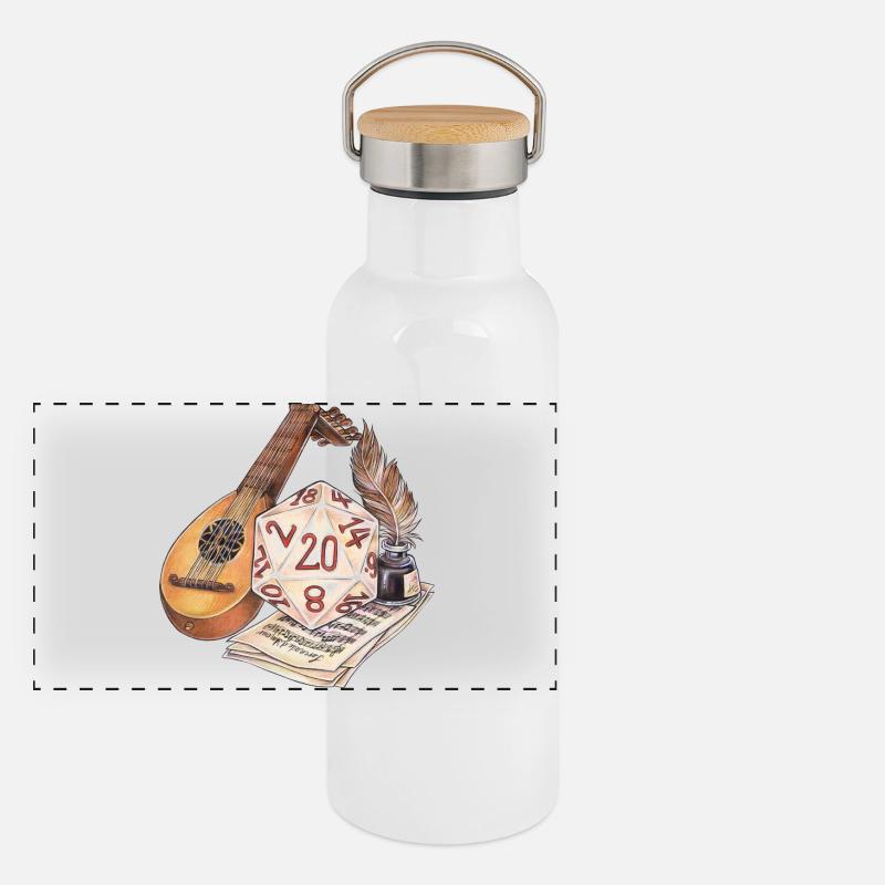 Role Playing Game Tabletop D20 Dice Gift Bard Panoramic Thermal Bottle with Bamboo Lid
