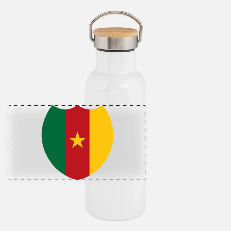 Cameroon Proud Flag Panoramic Thermal Bottle with Bamboo Lid