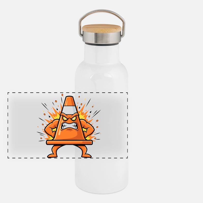 Dessin animé du cône en colère Gourde isotherme avec bouchon en bambou
