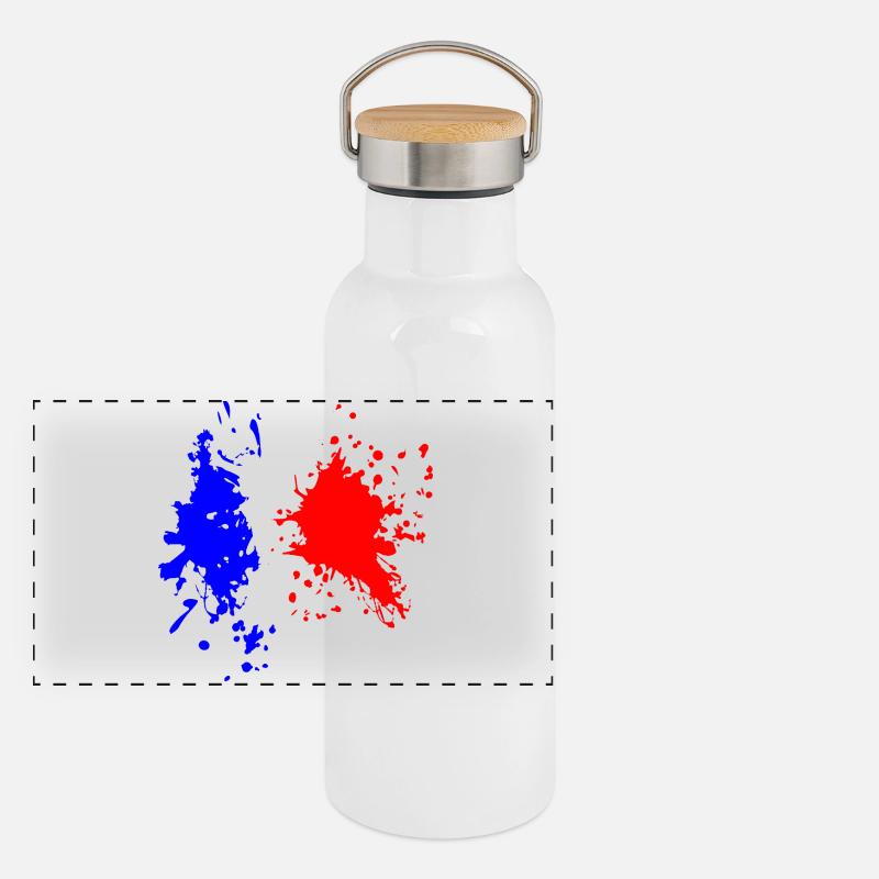 France Flag Splash Panoramic Thermal Bottle with Bamboo Lid