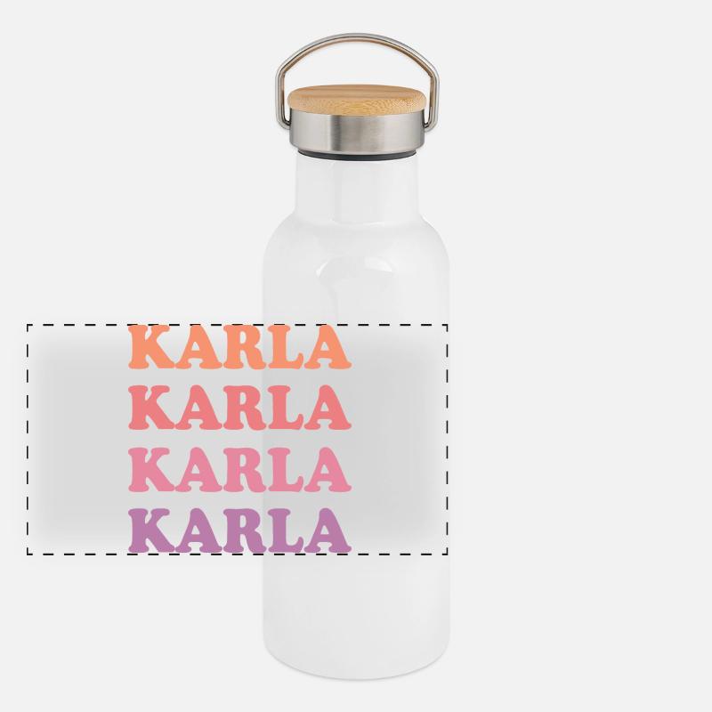 Karla as a given name Panoramic Thermal Bottle with Bamboo Lid