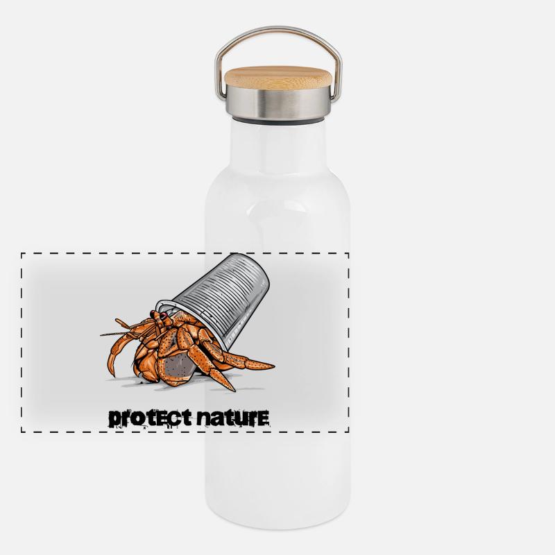 Einsiedlerkrebs Müll Panorama Thermosflasche mit Bambusdeckel