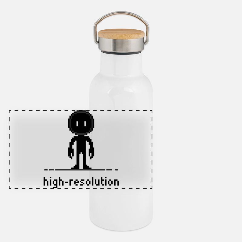 Pixel Art High Resolution Funny Irony Design Panoramic Thermal Bottle with Bamboo Lid