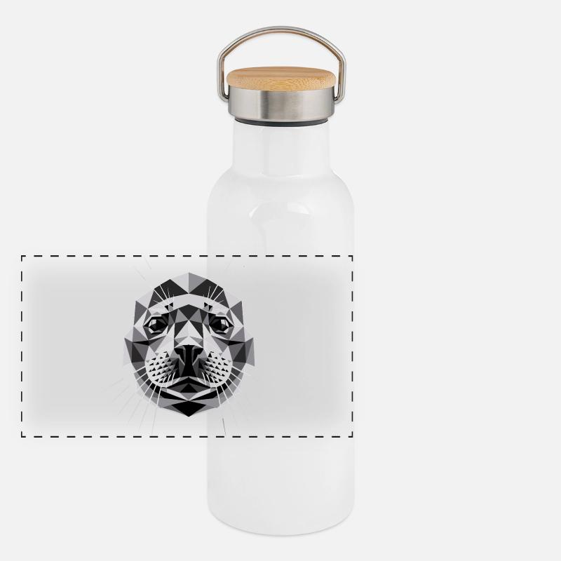 Robbe mit Sonnenbrille Seehund Walross Süße Robben Panorama Thermosflasche mit Bambusdeckel