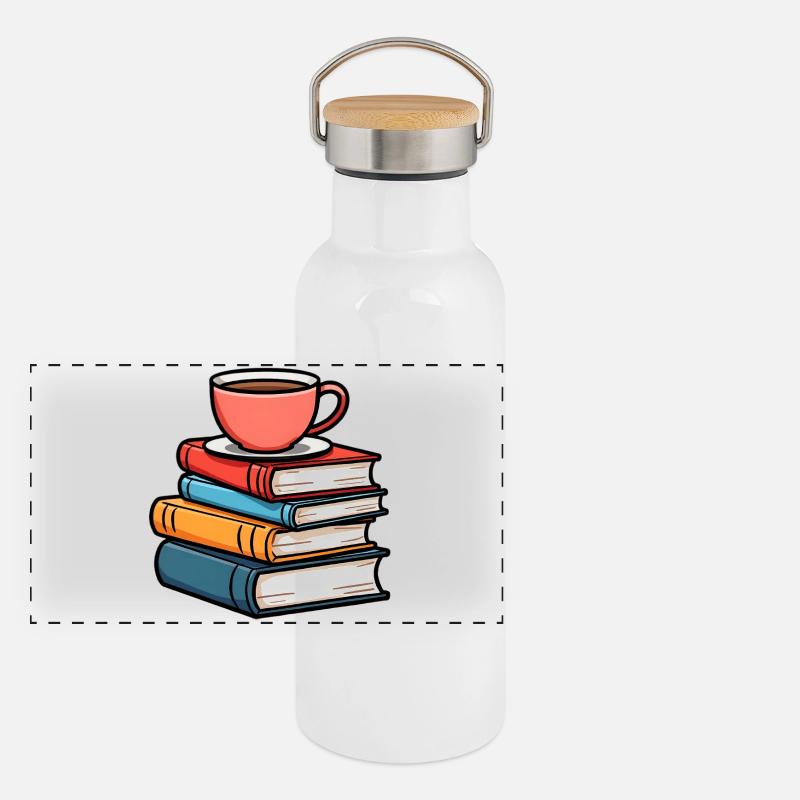 Bücher  Panorama Thermosflasche mit Bambusdeckel