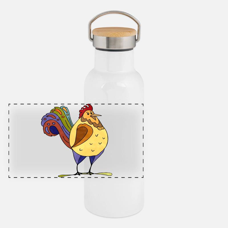 Hahn Panorama Thermosflasche mit Bambusdeckel