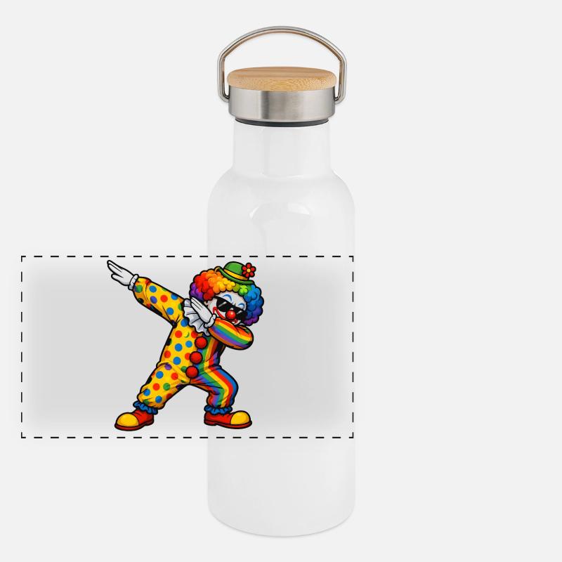 Dabbing Clown Panorama Thermosflasche mit Bambusdeckel