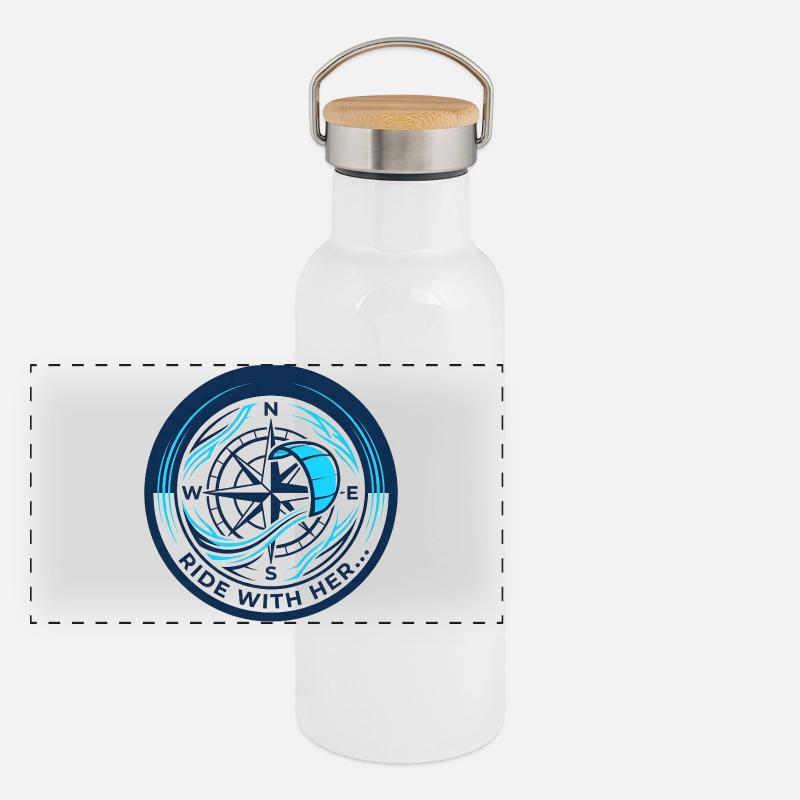 compass - Panoramic Thermal Bottle with Bamboo Lid - white