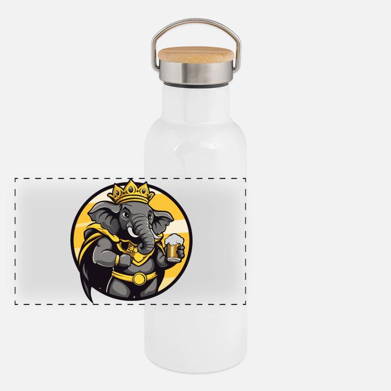 Elephant Beer Drôle Gourde isotherme avec bouchon en bambou