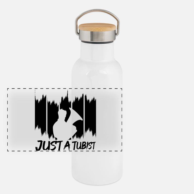Only one tuba player - Panoramic Thermal Bottle with Bamboo Lid - white