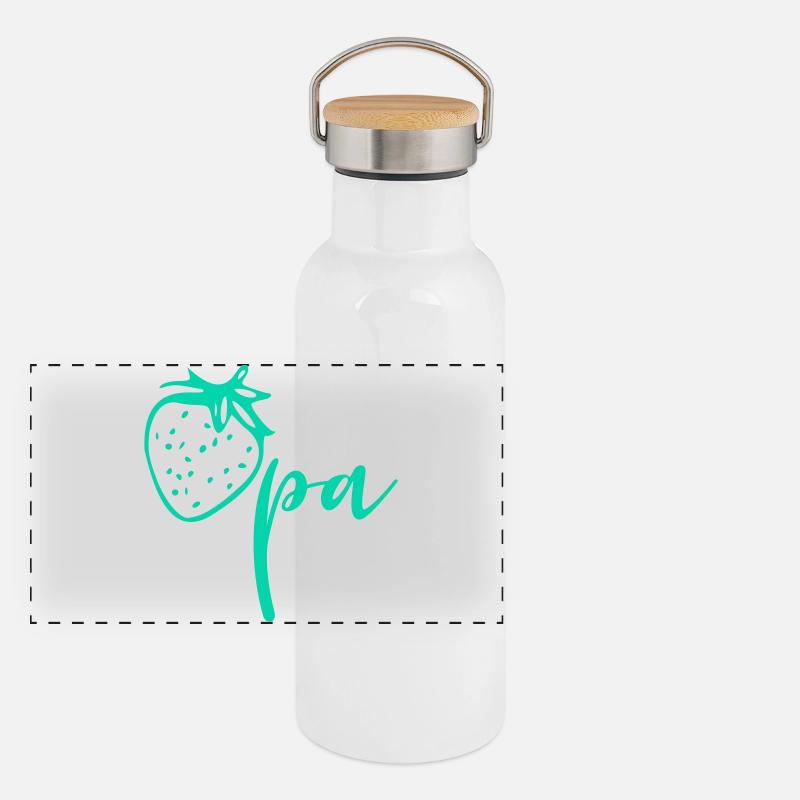 Gärtner Opa Erdbeeren Panorama Thermosflasche mit Bambusdeckel