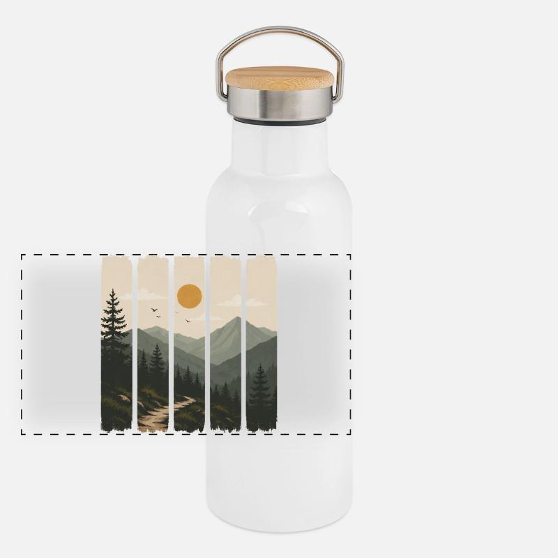 Forest panorama in sun panels Panoramic Thermal Bottle with Bamboo Lid