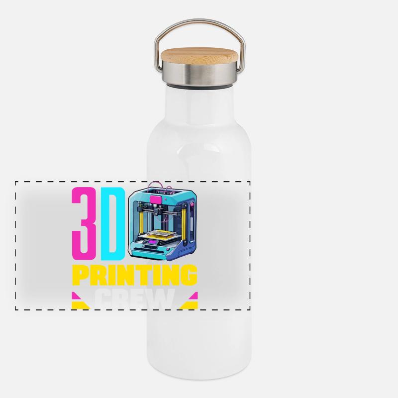 3D Printing Crew Maker Space Robotics Team Funny Panoramic Thermal Bottle with Bamboo Lid