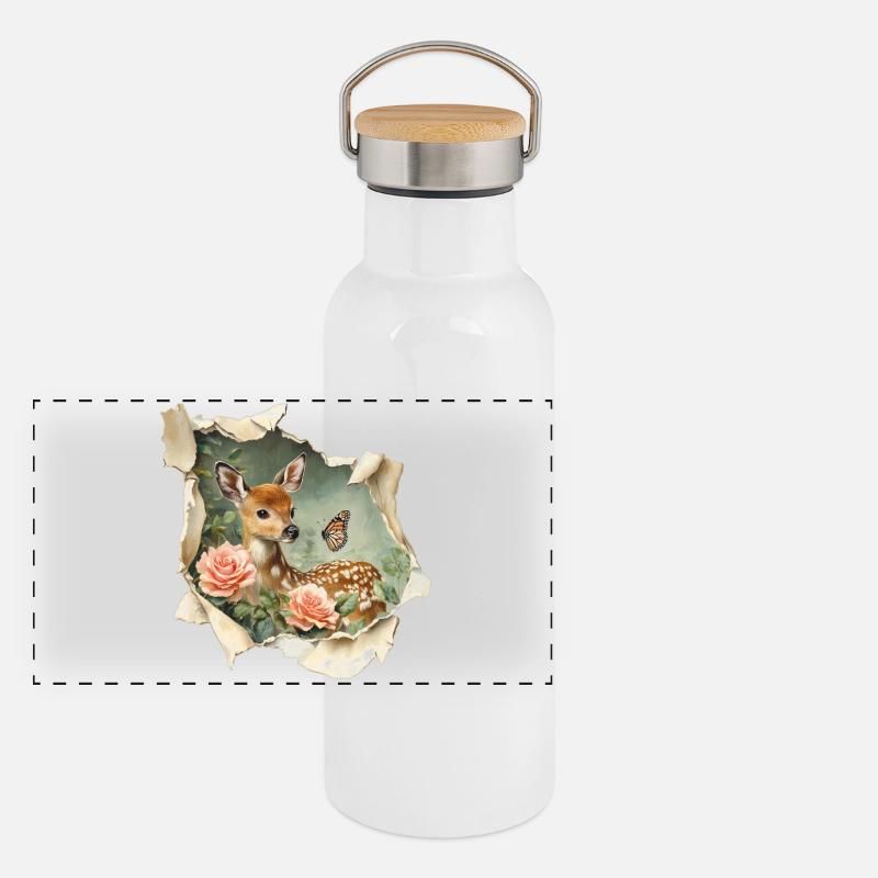 Faon de cerf Gourde isotherme avec bouchon en bambou