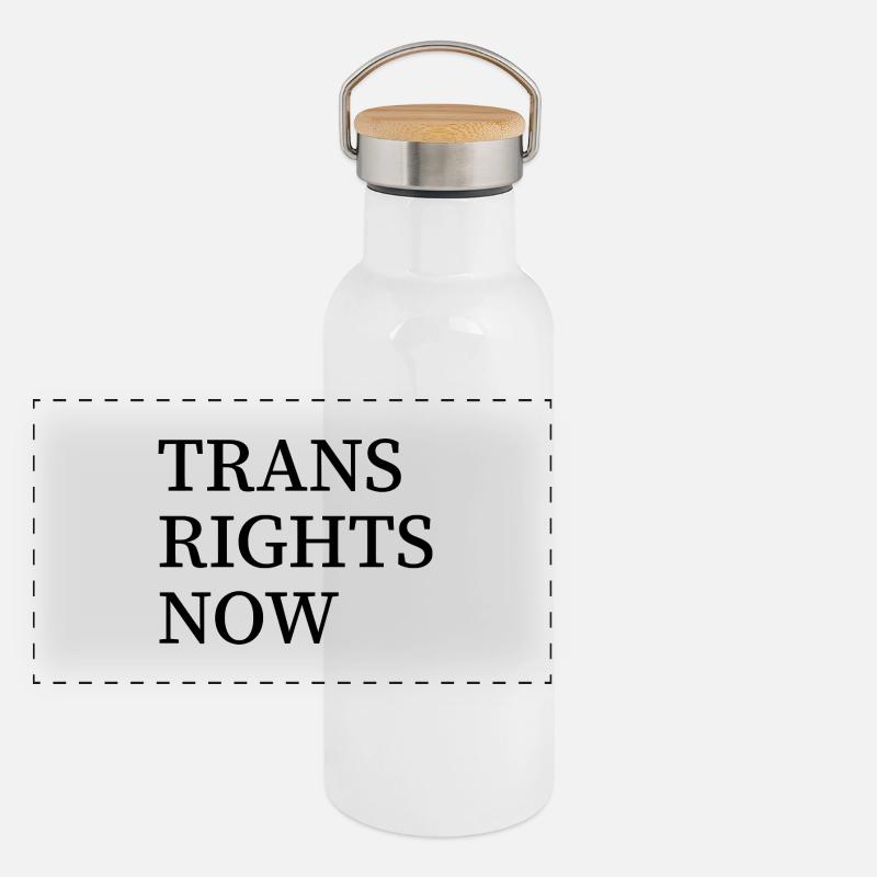 Trans Rights Now Panoramic Thermal Bottle with Bamboo Lid