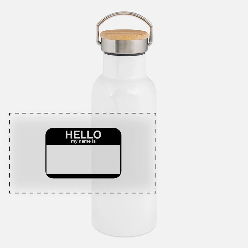 hello my name is Panorama Thermosflasche mit Bambusdeckel