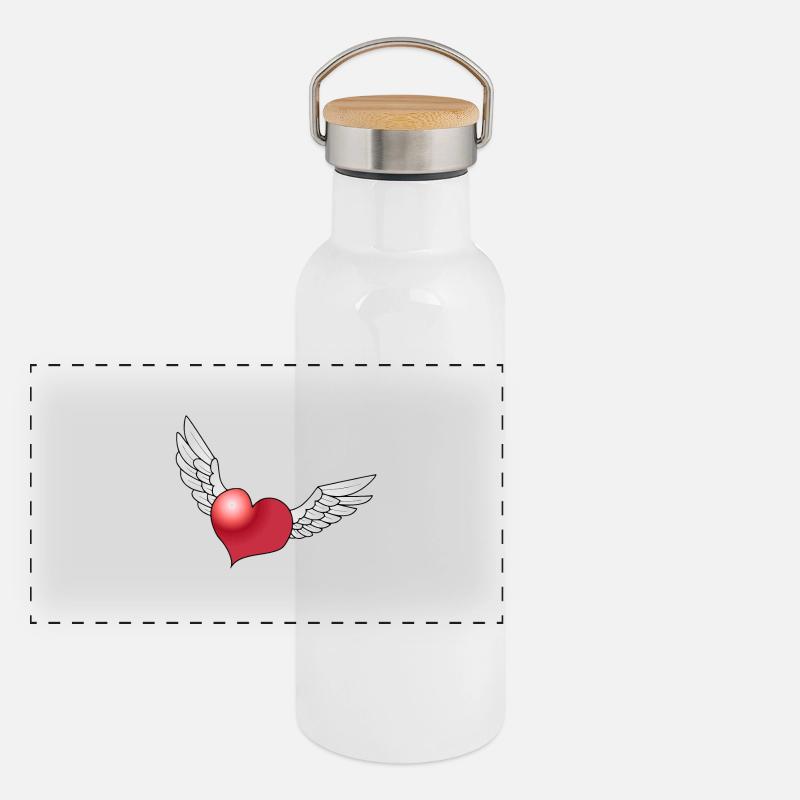 un coeur ailé Gourde isotherme avec bouchon en bambou