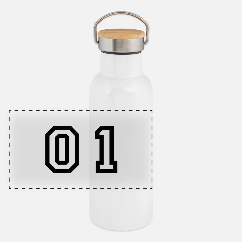 number - 01 - zero one Panoramic Thermal Bottle with Bamboo Lid
